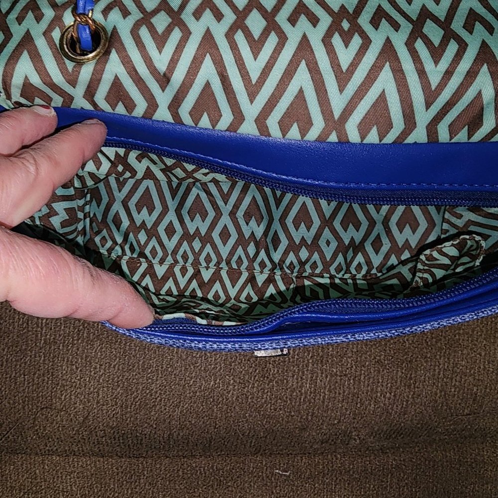 Caprese Textured Crossbody Bag, Blue Denim Textured Material - Picture 6 of 16